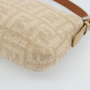 FENDI Zucca Canvas Mamma Baguette Shoulder Bag Felt Beige Silver Auth 186896SAM-12
