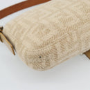 FENDI Zucca Canvas Mamma Baguette Shoulder Bag Felt Beige Silver Auth 186896SAM-13