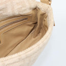 FENDI Zucca Canvas Mamma Baguette Shoulder Bag Felt Beige Silver Auth 186896SAM-17