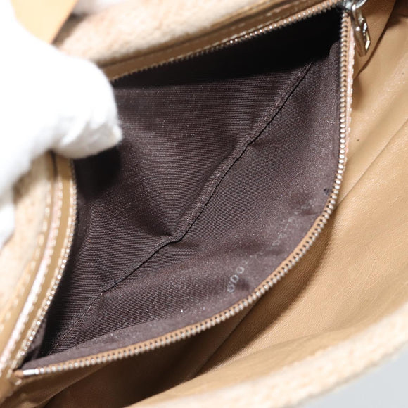 FENDI Zucca Canvas Mamma Baguette Shoulder Bag Felt Beige Silver Auth 186896SAM