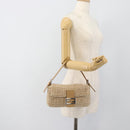 FENDI Zucca Canvas Mamma Baguette Shoulder Bag Felt Beige Silver Auth 186896SAM-22