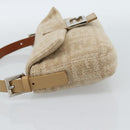 FENDI Zucca Canvas Mamma Baguette Shoulder Bag Felt Beige Silver Auth 186896SAM-4