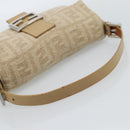 FENDI Zucca Canvas Mamma Baguette Shoulder Bag Felt Beige Silver Auth 186896SAM-7