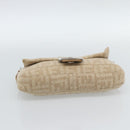 FENDI Zucca Canvas Mamma Baguette Shoulder Bag Felt Beige Silver Auth 186896SAM-9