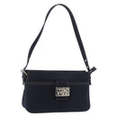 FENDI Mamma Baguette Shoulder Bag Canvas Navy Silver Auth 186897V-1