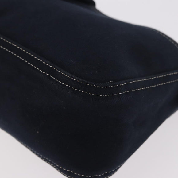 FENDI Mamma Baguette Shoulder Bag Canvas Navy Silver Auth 186897V