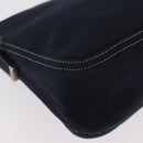 FENDI Mamma Baguette Shoulder Bag Canvas Navy Silver Auth 186897V-12