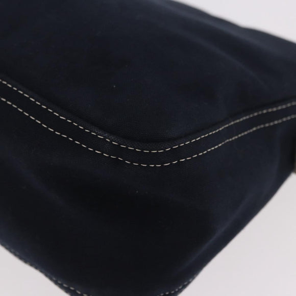 FENDI Mamma Baguette Shoulder Bag Canvas Navy Silver Auth 186897V