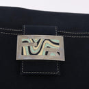 FENDI Mamma Baguette Shoulder Bag Canvas Navy Silver Auth 186897V-15