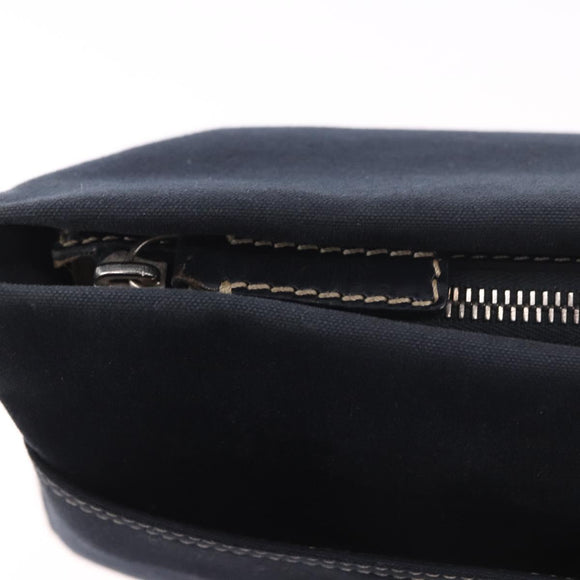 FENDI Mamma Baguette Shoulder Bag Canvas Navy Silver Auth 186897V