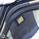 FENDI Mamma Baguette Shoulder Bag Canvas Navy Silver Auth 186897V-18