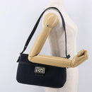 FENDI Mamma Baguette Shoulder Bag Canvas Navy Silver Auth 186897V-26