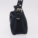 FENDI Mamma Baguette Shoulder Bag Canvas Navy Silver Auth 186897V-4