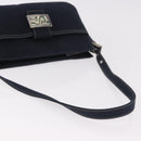 FENDI Mamma Baguette Shoulder Bag Canvas Navy Silver Auth 186897V-7