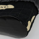 CHANEL Choco Bar Hand Bag Canvas Black Silver CC Auth 186899-14