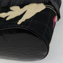 CHANEL Choco Bar Hand Bag Canvas Black Silver CC Auth 186899-16