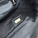 CHANEL Choco Bar Hand Bag Canvas Black Silver CC Auth 186899-11