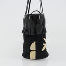 CHANEL Choco Bar Hand Bag Canvas Black Silver CC Auth 186899-3