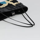 CHANEL Choco Bar Hand Bag Canvas Black Silver CC Auth 186899-7