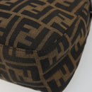 FENDI Zucca Canvas Mamma Baguette Shoulder Bag Black Brown Auth 186900SAM-14