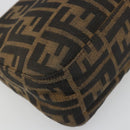 FENDI Zucca Canvas Mamma Baguette Shoulder Bag Black Brown Auth 186900SAM-15