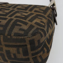 FENDI Zucca Canvas Mamma Baguette Shoulder Bag Black Brown Auth 186900SAM-16