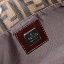 FENDI Zucca Canvas Mamma Baguette Shoulder Bag Black Brown Auth 186900SAM-20