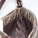 FENDI Zucca Canvas Mamma Baguette Shoulder Bag Black Brown Auth 186900SAM-21