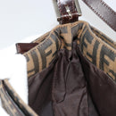 FENDI Zucca Canvas Mamma Baguette Shoulder Bag Black Brown Auth 186900SAM-22