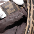 FENDI Zucca Canvas Mamma Baguette Shoulder Bag Black Brown Auth 186900SAM-11