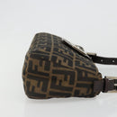 FENDI Zucca Canvas Mamma Baguette Shoulder Bag Black Brown Auth 186900SAM-3