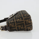 FENDI Zucca Canvas Mamma Baguette Shoulder Bag Black Brown Auth 186900SAM-4