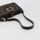 FENDI Zucca Canvas Mamma Baguette Shoulder Bag Black Brown Auth 186900SAM-7