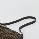 FENDI Zucca Canvas Mamma Baguette Shoulder Bag Black Brown Auth 186900SAM-8
