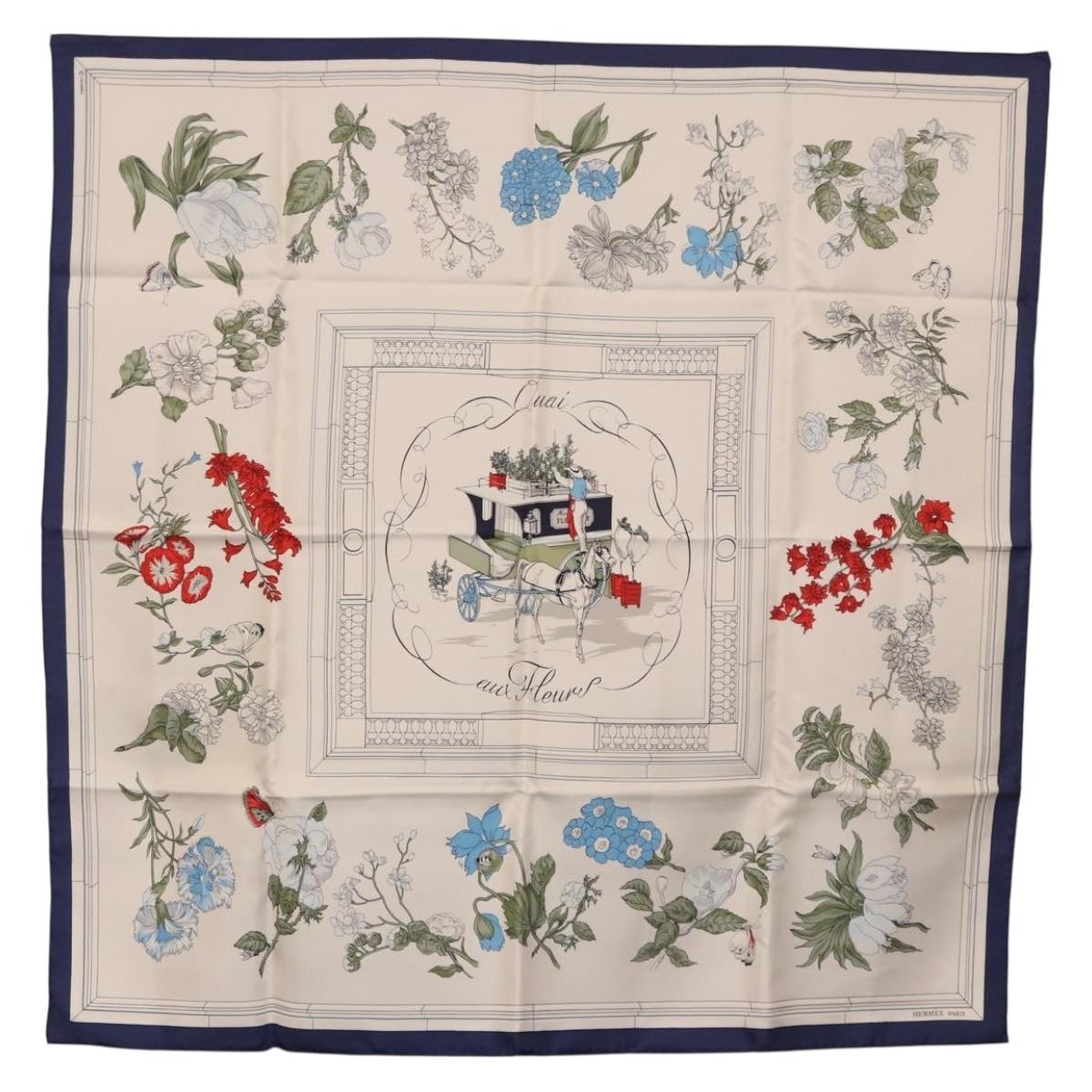 HERMÈS カレ　Ouai aux Fleurs HERMES Carre 90 Scarf 