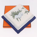 HERMES Carre 90 Scarf ""Quai aux Fleurs"" Silk Blue White Auth 186912M-12