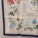 HERMES Carre 90 Scarf ""Quai aux Fleurs"" Silk Blue White Auth 186912M-8