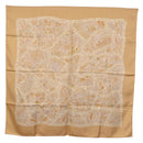 HERMES Carre 90 Scarf ""Chemins de Garrigue"" Silk Beige Yellow Auth 186915M-1