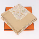 HERMES Carre 90 Scarf ""Chemins de Garrigue"" Silk Beige Yellow Auth 186915M-24