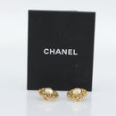 CHANEL Earring Metal Gold White CC Auth 186928-13