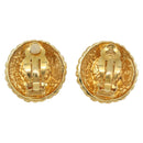 CHANEL Earring Metal Gold White CC Auth 186928-3