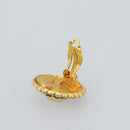 CHANEL Earring Metal Gold White CC Auth 186928-9