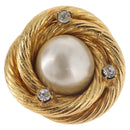 CHANEL Pearl Earring Metal Gold White CC Auth 186929-2