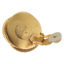 CHANEL Pearl Earring Metal Gold White CC Auth 186929-8