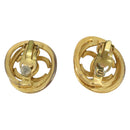 CHANEL COCO Mark Earring Metal Gold CC Auth 186930-3