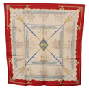 HERMES Carre 90 Scarf Silk Beige Red Auth 186939-12