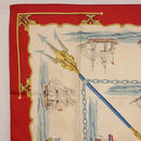 HERMES Carre 90 Scarf Silk Beige Red Auth 186939-2