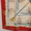 HERMES Carre 90 Scarf Silk Beige Red Auth 186939-8