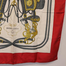 HERMES Carre 90 Scarf Silk Beige Red Auth 186940-10