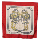 HERMES Carre 90 Scarf Silk Beige Red Auth 186940-13